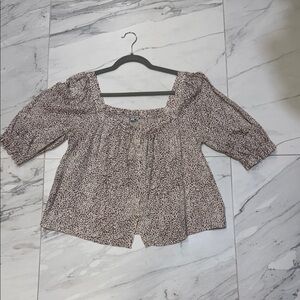 Rails Brown and Black Print Puff Sleeve Blouse
